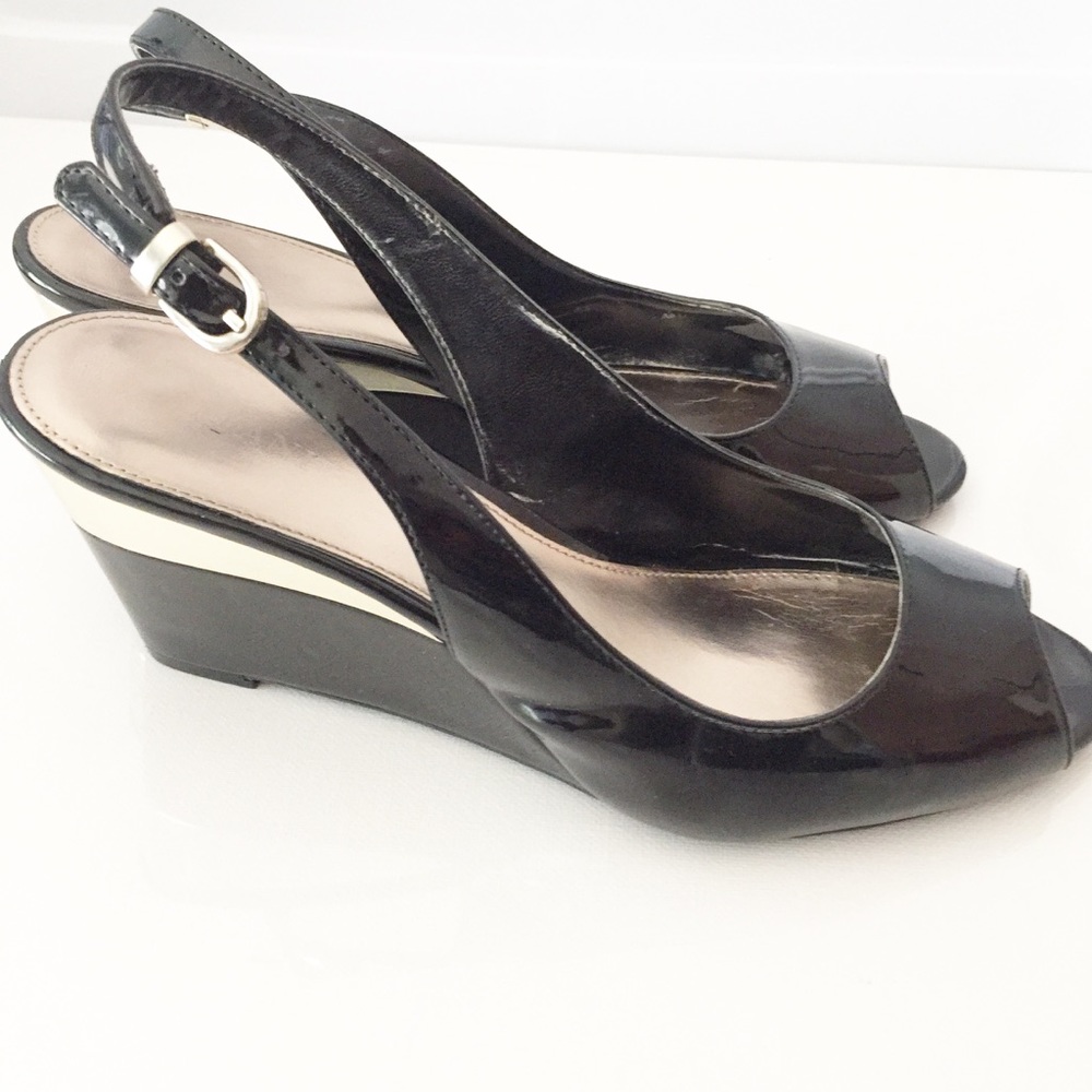 Alfani Black Patent Wedge Sandals